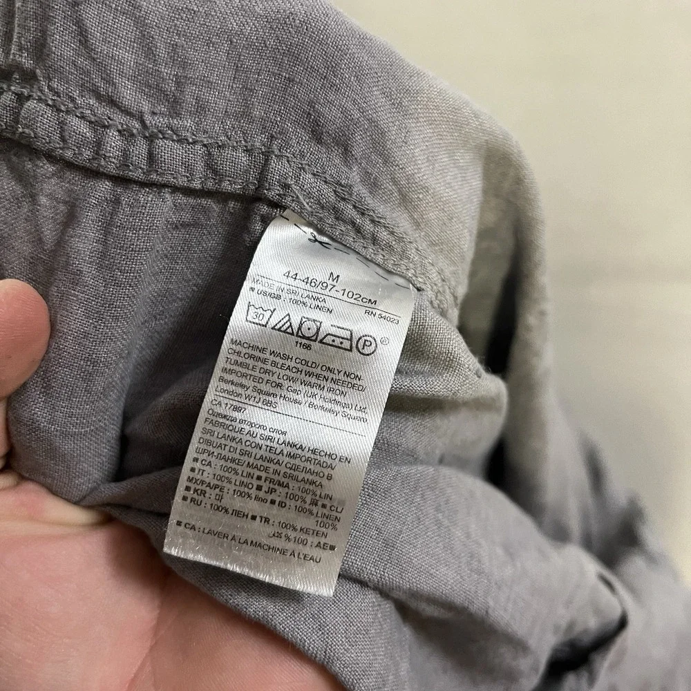 Banana Republic Shirt Men's Medium Gray Linen Button Down Long Sleeve Camden Fit
